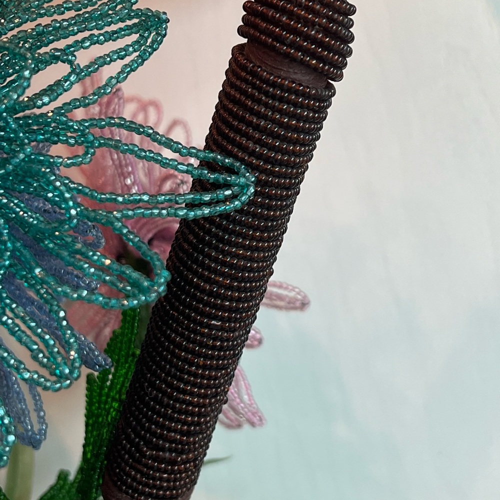 Vintage Antique French Beaded Flowers Floral arrangement bridal bouquet Cattails - Picture 15 of 15